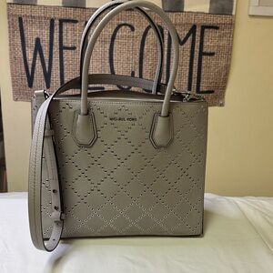 Michael‎ Kors Studded Satchel Tote – Gray Leather